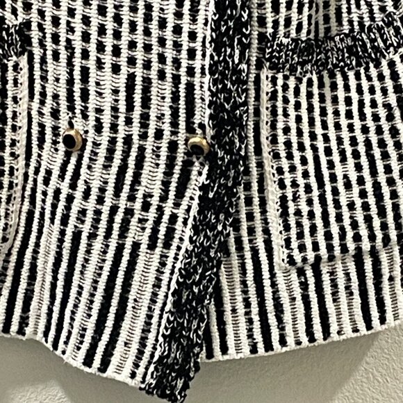 ZARA (NWT) Oversize Double Breast Long Sleeve Cardigan Sweater Jacket, BLK/WHT-M - Picture 3 of 12